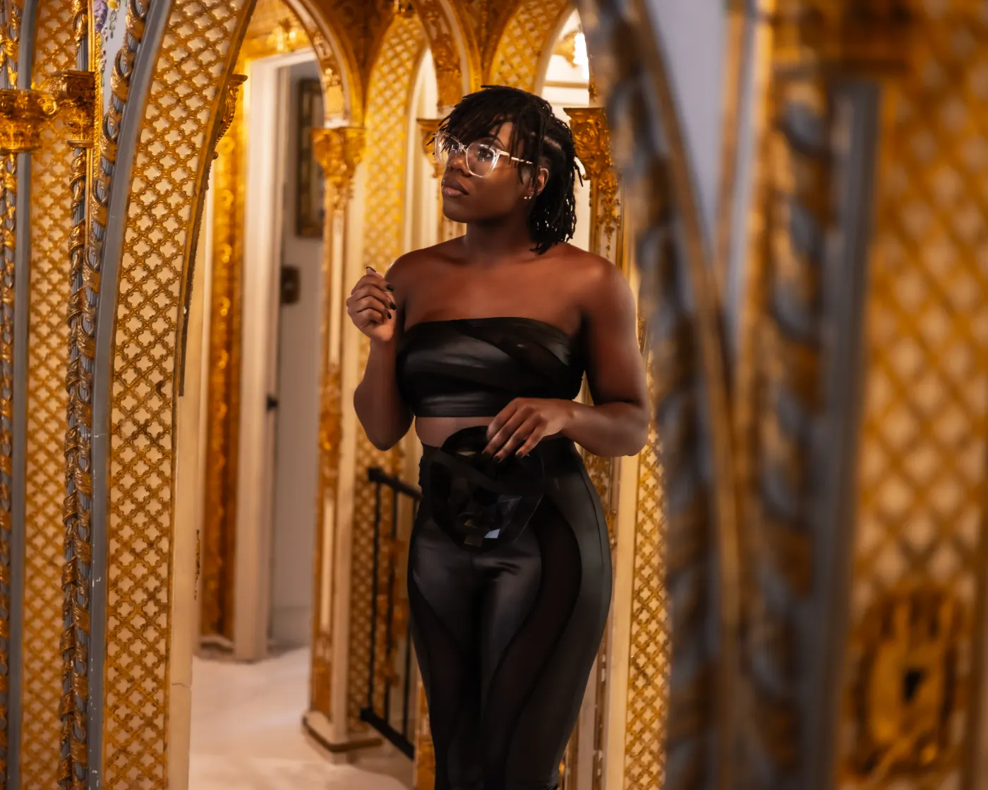 Jade Massentoff - elegant gold architecture portrait